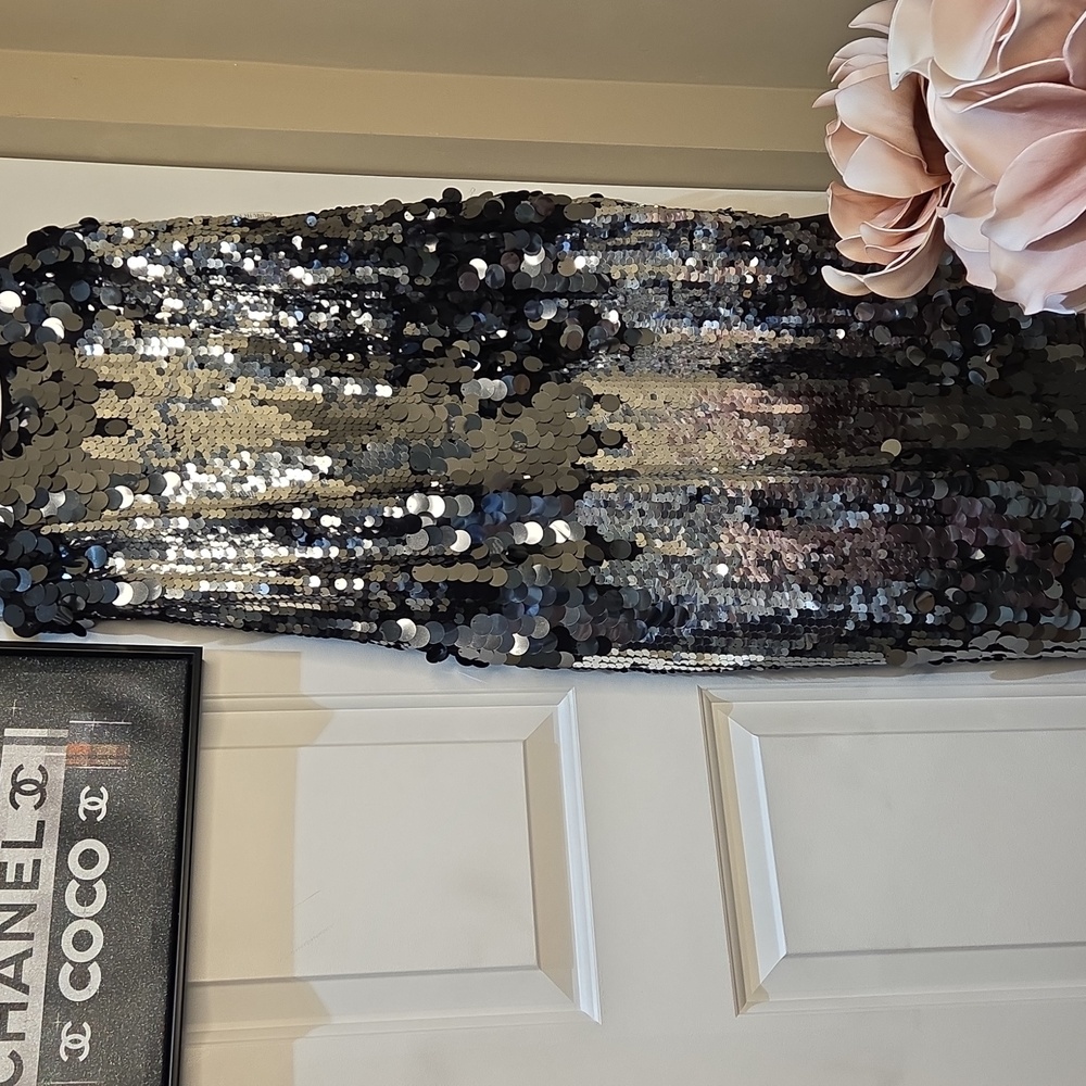 Nwt 14 Size Avec Les Filles Silver Sequin Midi Dress - Picture 15 of 16